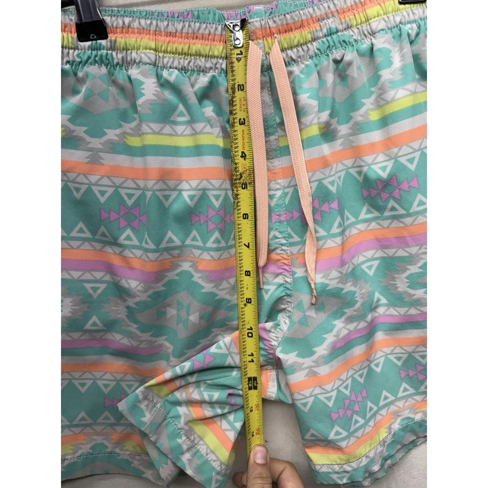 Chubbies Swim Trunks Men XL  Mint Green Aztec Tribal Neon 5.5